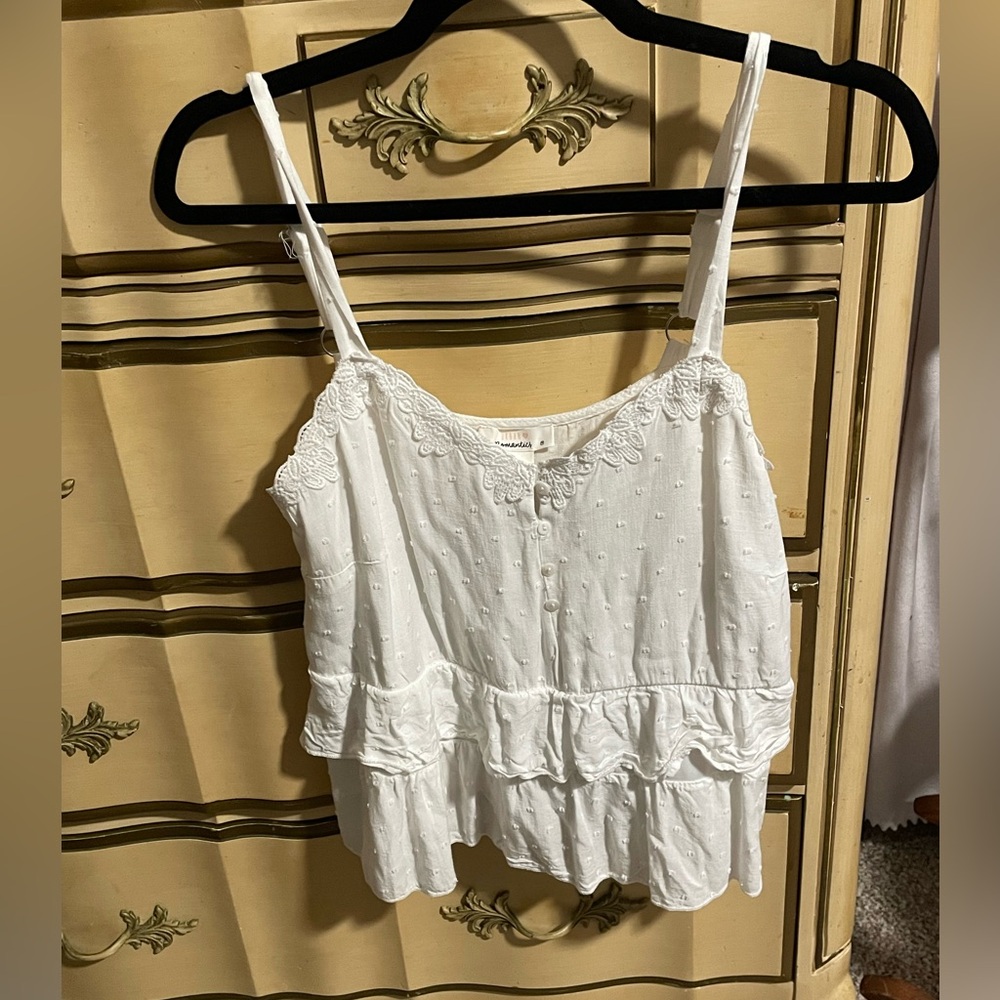 Urban Romantics Lacy Button Tank